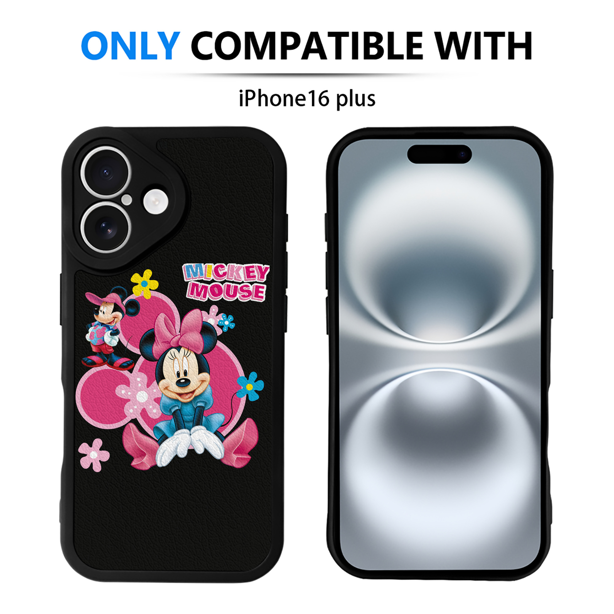 （画像用） ミッキーマウス Mickey Mouse 【iPhone 16シリーズ対応】シリコンスマホケース（レザー調） 材質：シリコン